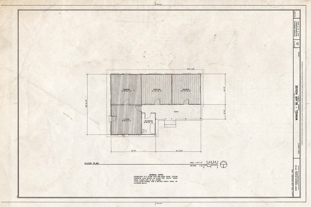 Blueprint HABS TEX,48-CONC.V,4- (Sheet 2 of 3) - Winkel-Blair House, South of Leaday, Concho, Concho County, TX