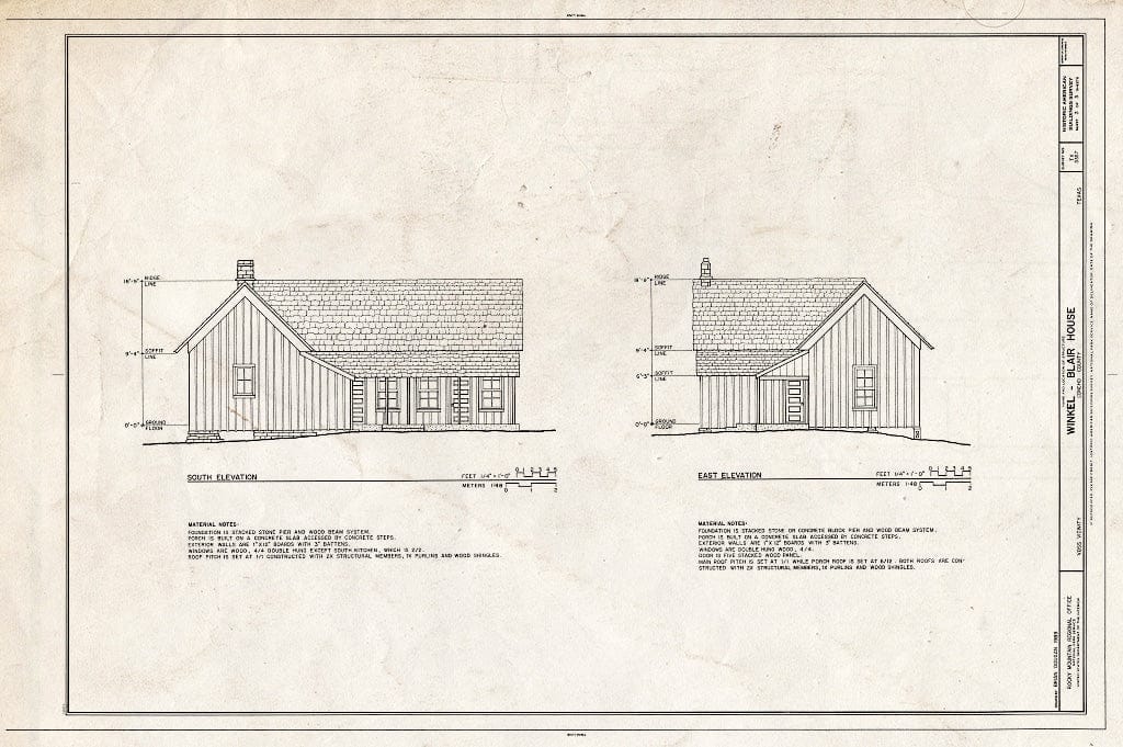 Blueprint HABS TEX,48-CONC.V,4- (Sheet 3 of 3) - Winkel-Blair House, South of Leaday, Concho, Concho County, TX