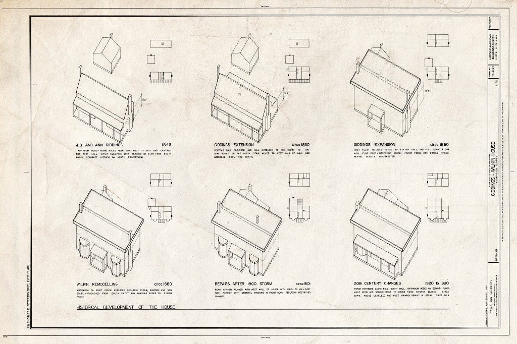 Blueprint HABS TEX,239-BREN,2- (Sheet 2 of 16) - Giddings-Wilkin House, 805 Crockett Street, Brenham, Washington County, TX