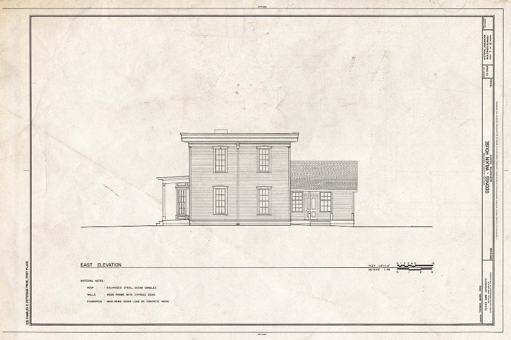 Blueprint HABS TEX,239-BREN,2- (Sheet 7 of 16) - Giddings-Wilkin House, 805 Crockett Street, Brenham, Washington County, TX