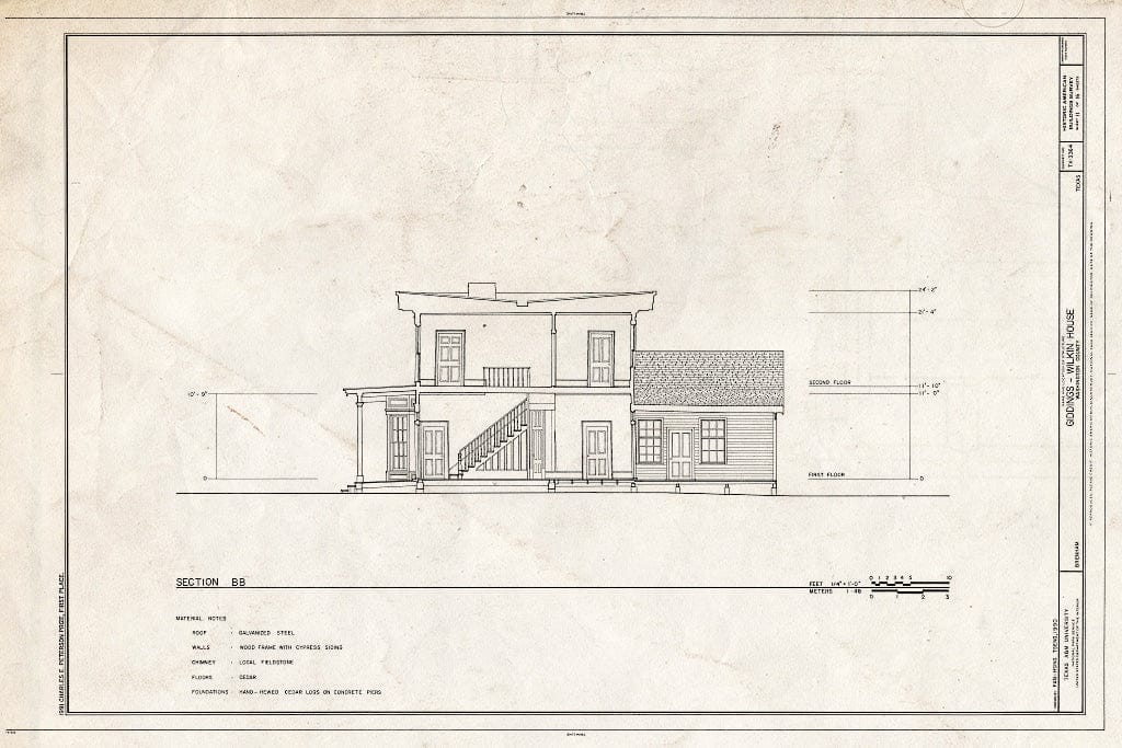 Blueprint HABS TEX,239-BREN,2- (Sheet 11 of 16) - Giddings-Wilkin House, 805 Crockett Street, Brenham, Washington County, TX