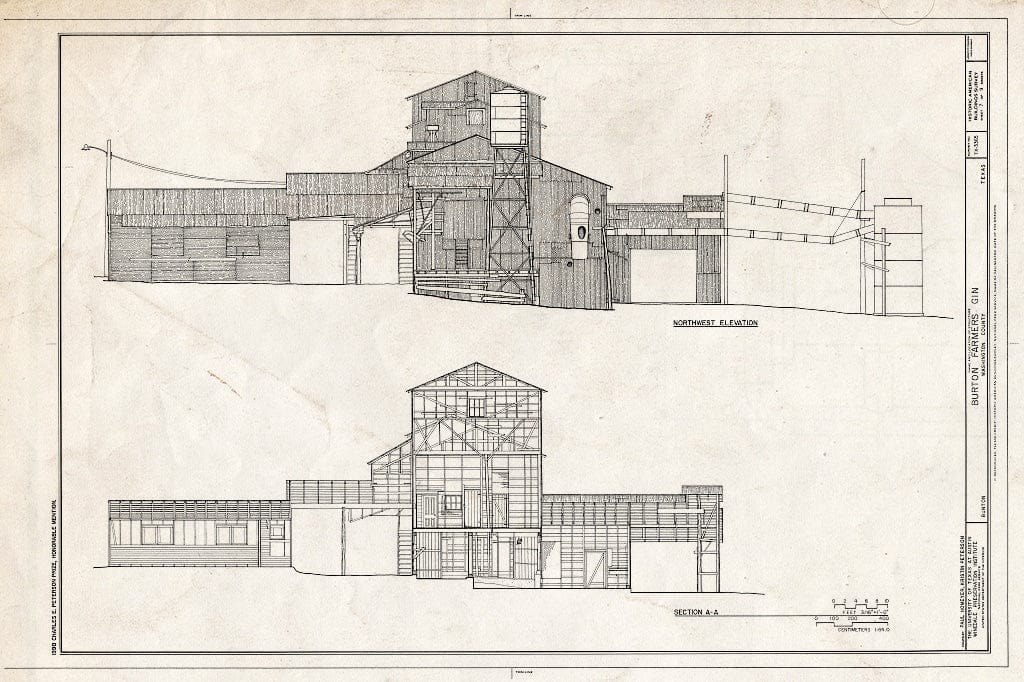 Blueprint HABS TEX,239-BURT,1- (Sheet 7 of 9) - Burton Farmer's Gin, Main Street, Burton, Washington County, TX
