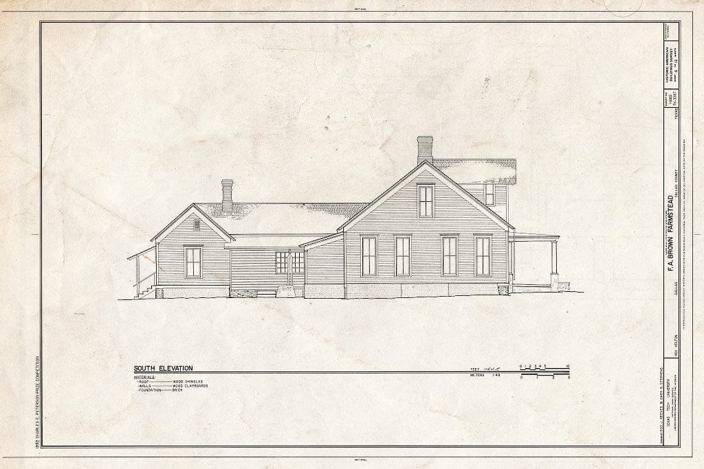 Blueprint HABS TEX,57-DAL,4,- (Sheet 6 of 12) - F. A. Brown Farmstead, 4611 Kelton, Dallas, Dallas County, TX