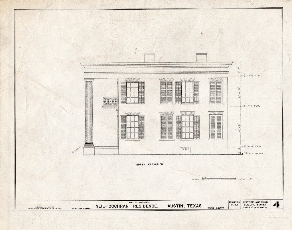 Blueprint HABS TEX,227-AUST,21- (Sheet 4 of 12) - Neill-Cochran House, 2310 San Gabriel, Austin, Travis County, TX