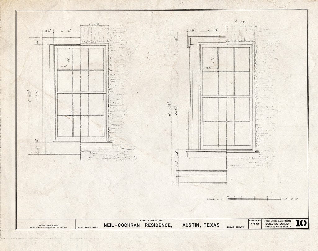 Blueprint HABS TEX,227-AUST,21- (Sheet 10 of 12) - Neill-Cochran House, 2310 San Gabriel, Austin, Travis County, TX
