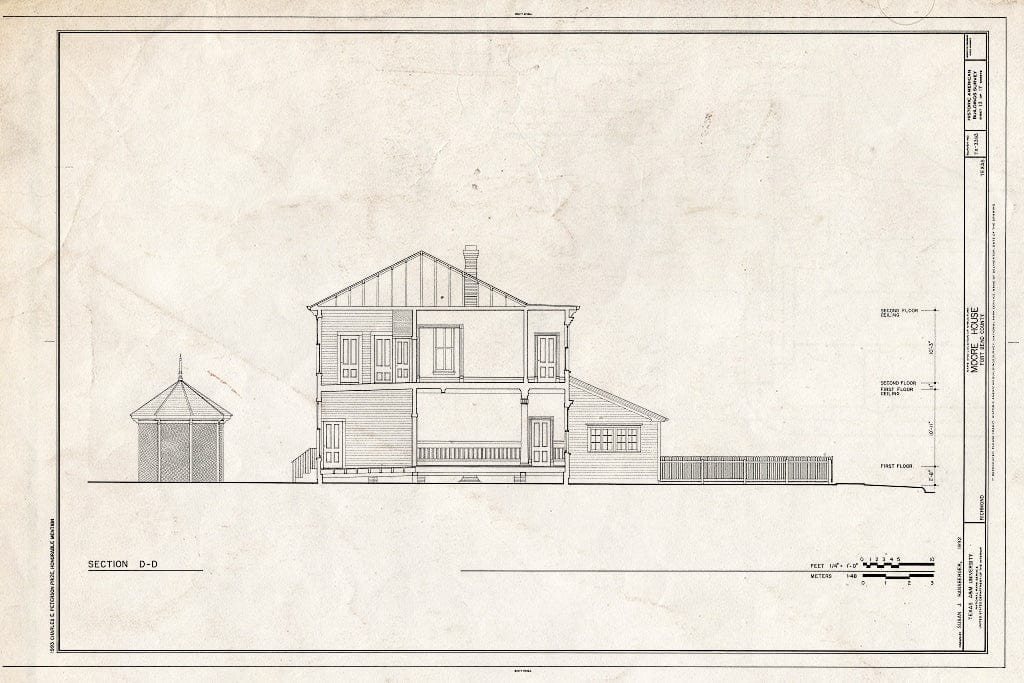 Blueprint HABS TEX,79-Rich,1- (Sheet 13 of 17) - Moore House, Fifth Street, Richmond, Fort Bend County, TX