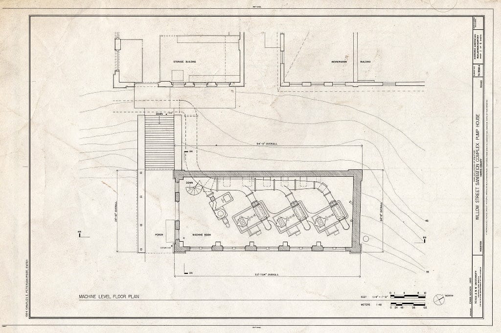 Blueprint HABS TEX,101-HOUT,7A- (Sheet 1 of 6) - Willow Street Sanitation Complex, Pump House, Houston, Harris County, TX