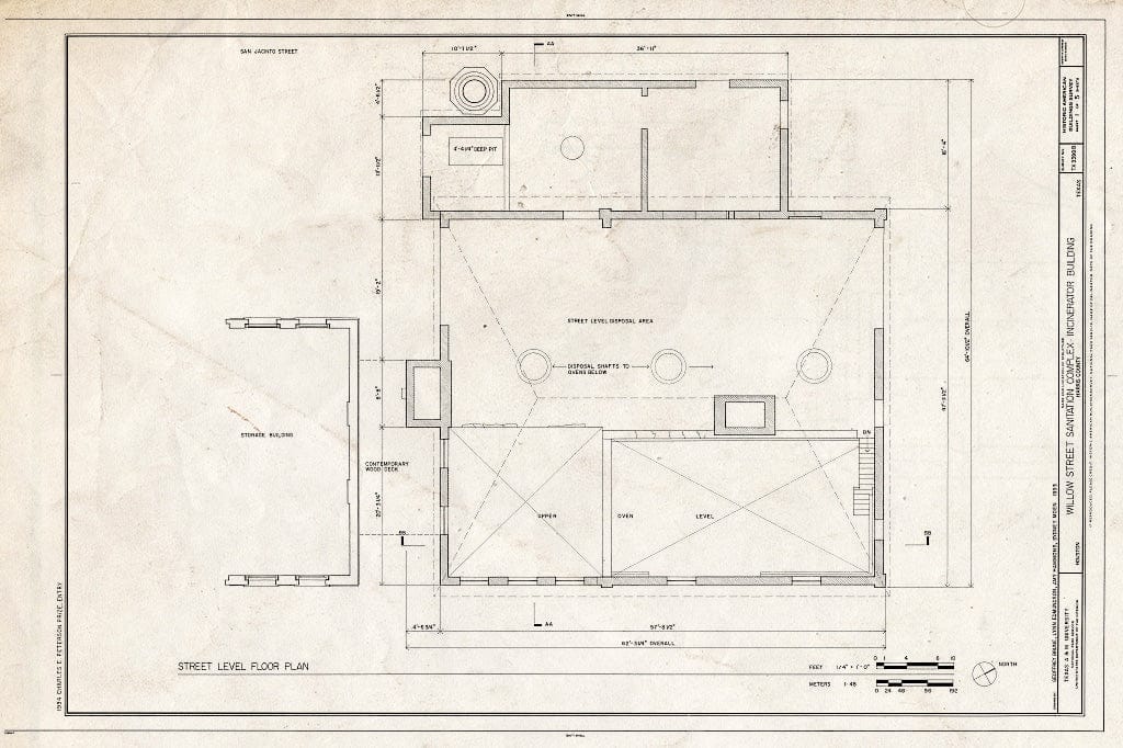 Blueprint HABS TEX,101-HOUT,7B- (Sheet 1 of 5) - Willow Street Sanitation Complex, Incineration Building, Houston, Harris County, TX