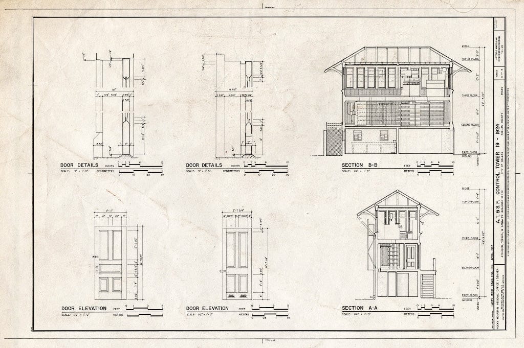 Blueprint HAER TEX,57-DAL,5- (Sheet 3 of 3) - Atchison, Topeka & Santa Fe Control Tower 19, Santa Fe Railway Milepost 51, Dallas, Dallas County, TX