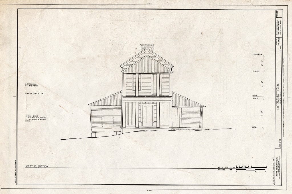 Blueprint HABS TEX,93-and,12- (Sheet 4 of 12) - B. B. Goodrich House, New York Row, Anderson, Grimes County, TX