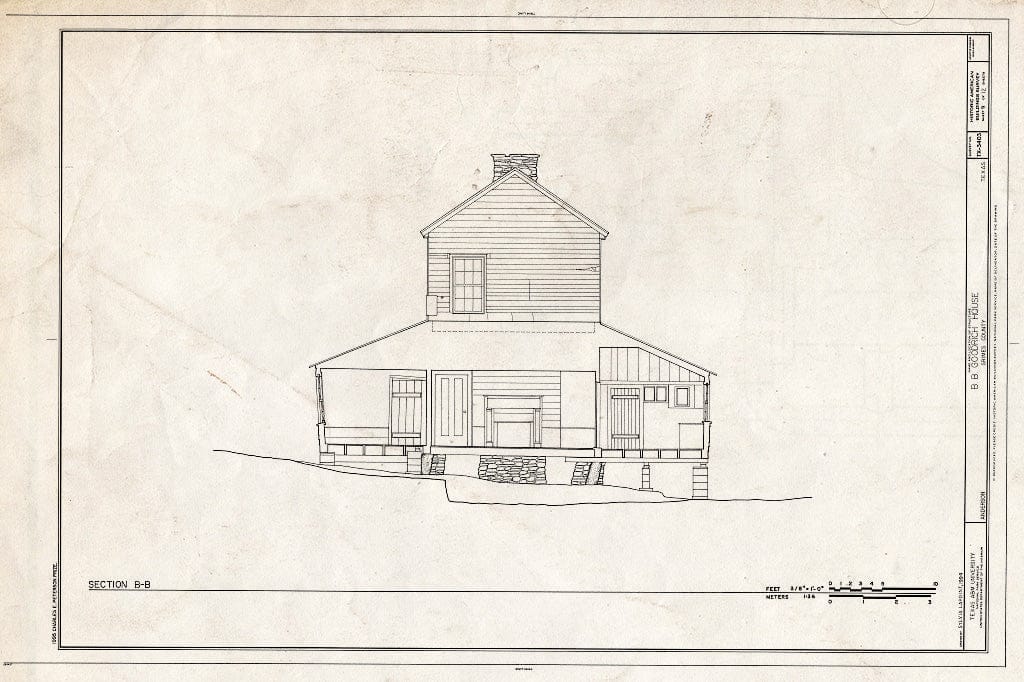 Blueprint HABS TEX,93-and,12- (Sheet 9 of 12) - B. B. Goodrich House, New York Row, Anderson, Grimes County, TX