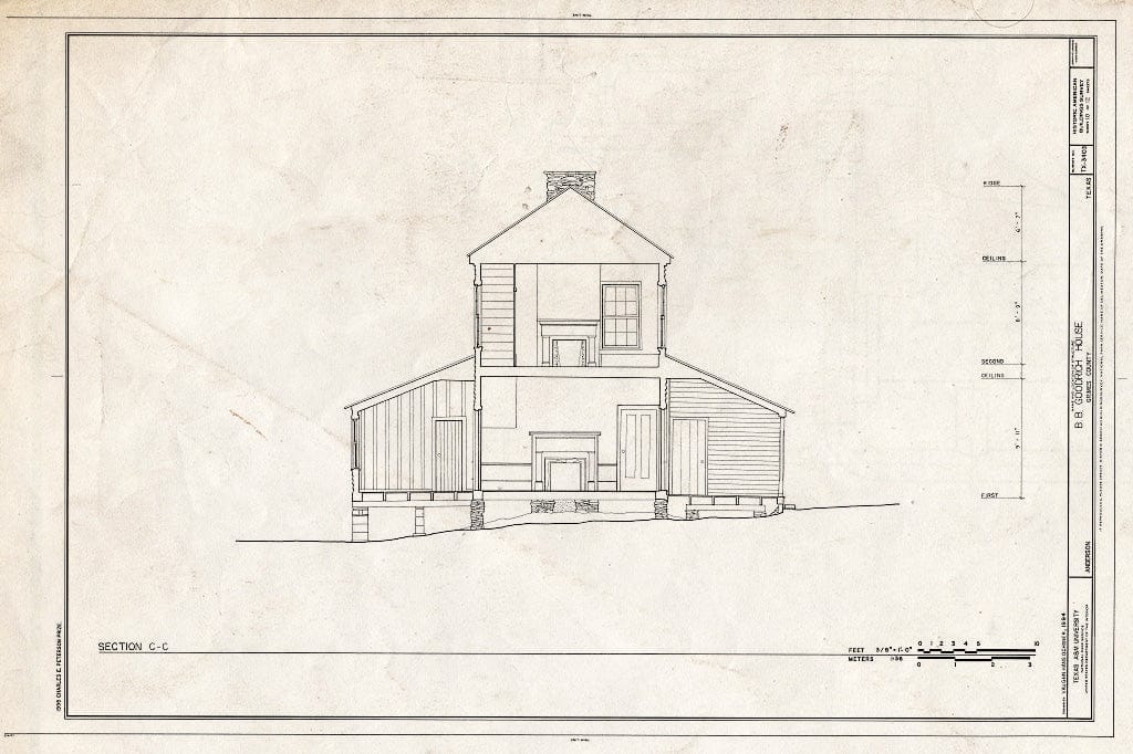 Blueprint HABS TEX,93-and,12- (Sheet 10 of 12) - B. B. Goodrich House, New York Row, Anderson, Grimes County, TX