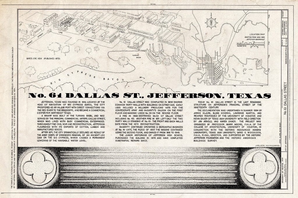 Blueprint HABS TEX,158-JEF,26- (Sheet 1 of 10) - No. 61 Dallas Street, Jefferson, Marion County, TX