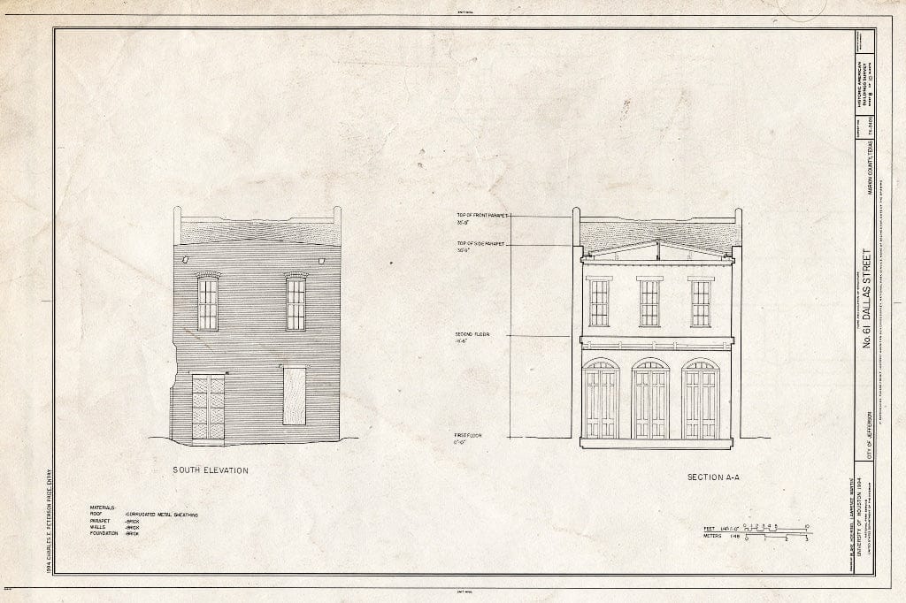 Blueprint HABS TEX,158-JEF,26- (Sheet 8 of 10) - No. 61 Dallas Street, Jefferson, Marion County, TX