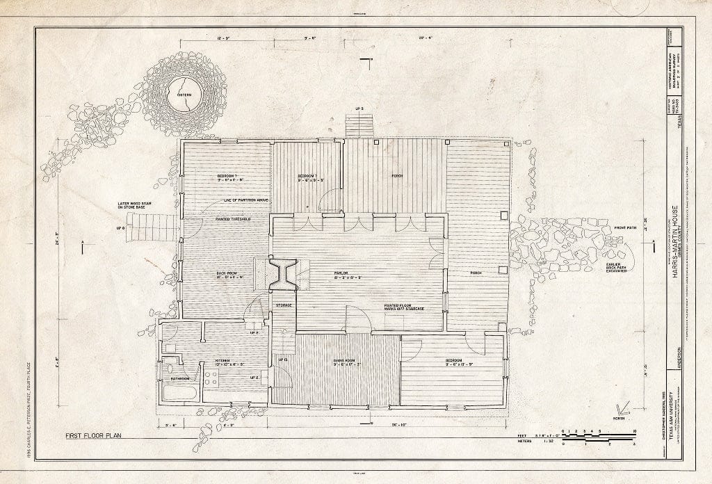 Blueprint HABS TEX,93-and,13- (Sheet 2 of 11) - Harris-Martin House, Anderson, Grimes County, TX