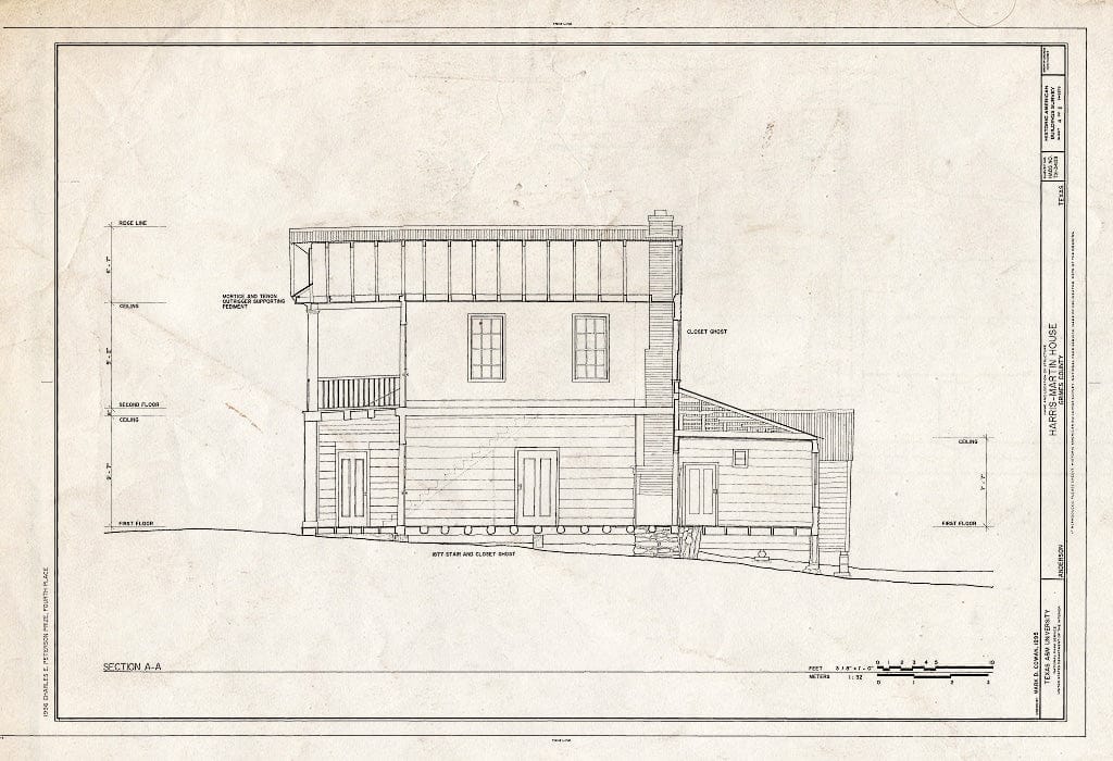 Blueprint HABS TEX,93-and,13- (Sheet 4 of 11) - Harris-Martin House, Anderson, Grimes County, TX