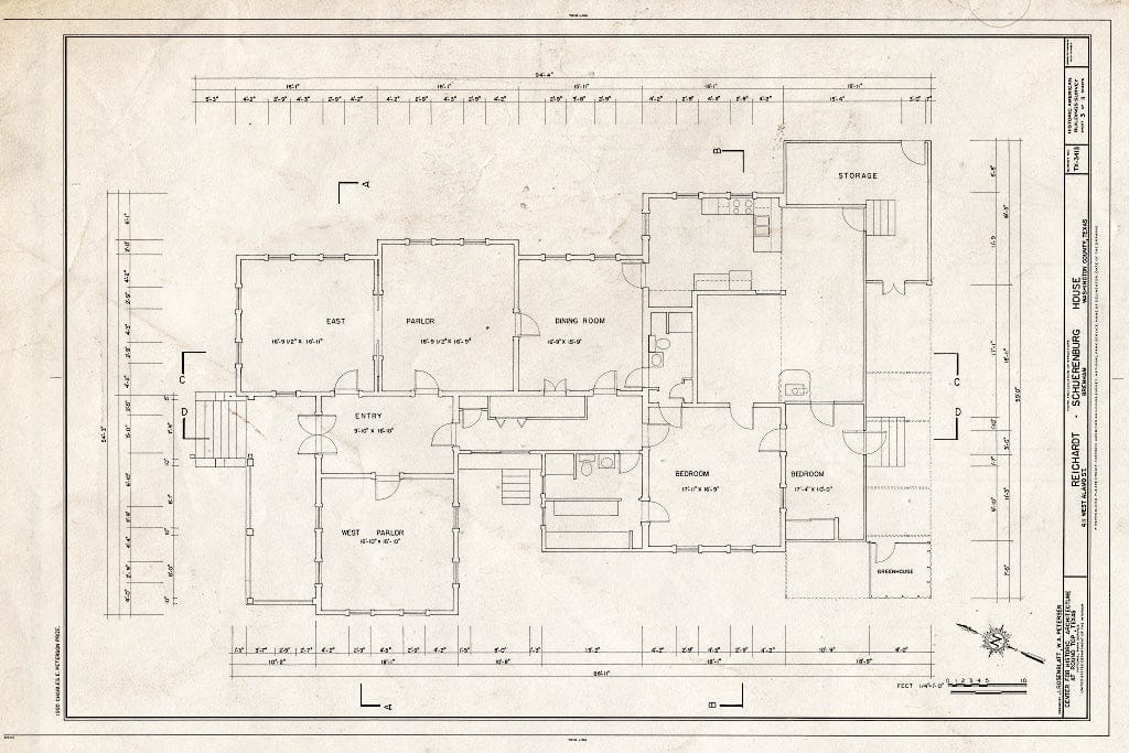 Blueprint HABS TEX,239-BREI-3- (Sheet 3 of 11) - Reichardt-Schuerenburg House, 411 West Alamo Street, Brenham, Washington County, TX