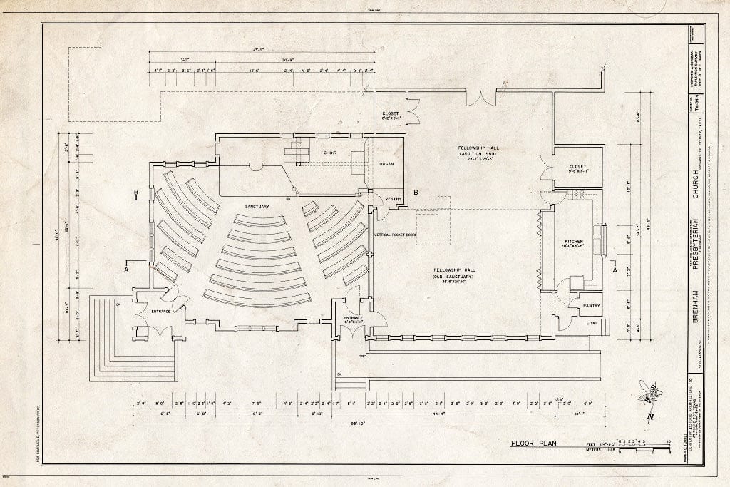 Blueprint HABS TEX,239-BREN,4- (Sheet 3 of 11) - Brenham Presbyterian Church, 900 Jackson Street, Brenham, Washington County, TX
