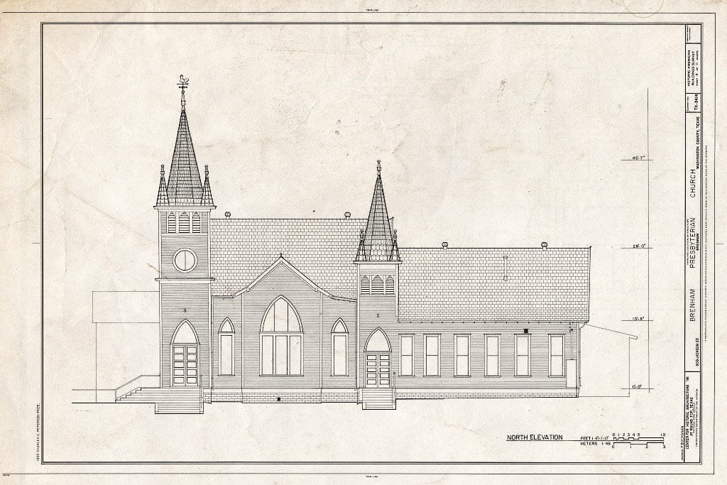Blueprint HABS TEX,239-BREN,4- (Sheet 4 of 11) - Brenham Presbyterian Church, 900 Jackson Street, Brenham, Washington County, TX