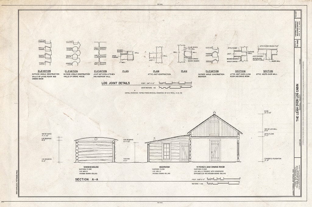 Blueprint HABS TEX,191-CANY,1- (Sheet 4 of 5) - Leigh Dyer Log Cabin, Canyon, Randall County, TX
