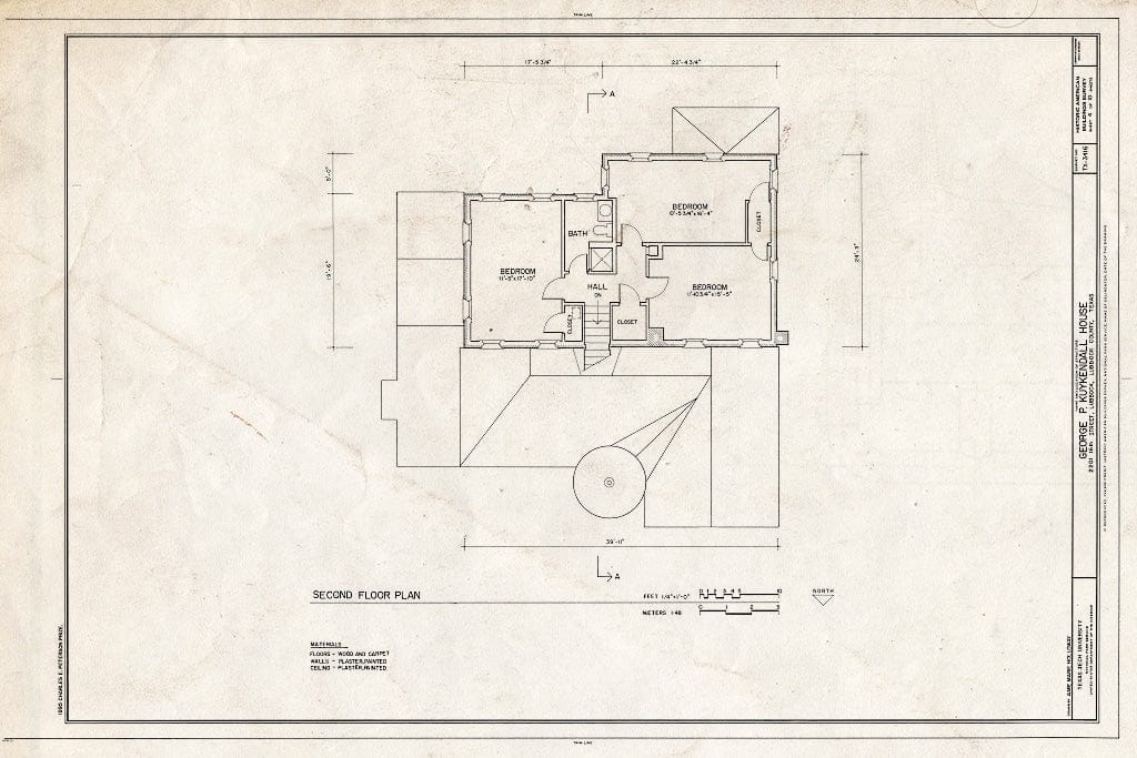 Blueprint HABS TEX,152-LUBBO,19- (Sheet 4 of 10) - George P. Kuykendall House, 2201 Sixteenth Street, Lubbock, Lubbock County, TX