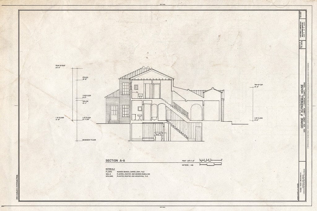 Blueprint HABS TEX,152-LUBBO,19- (Sheet 9 of 10) - George P. Kuykendall House, 2201 Sixteenth Street, Lubbock, Lubbock County, TX
