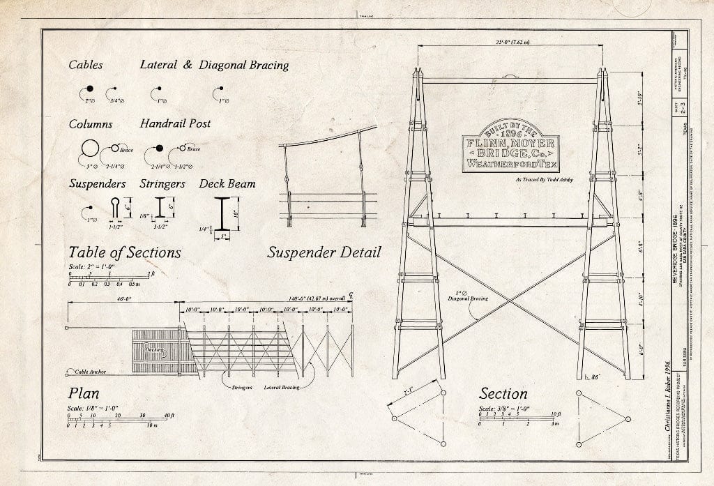 Blueprint HAER TX,206-SANSA,1- (Sheet 2 of 3) - Beveridge Bridge, Spanning San Saba River at County Route 112, San Saba, San Saba County, TX