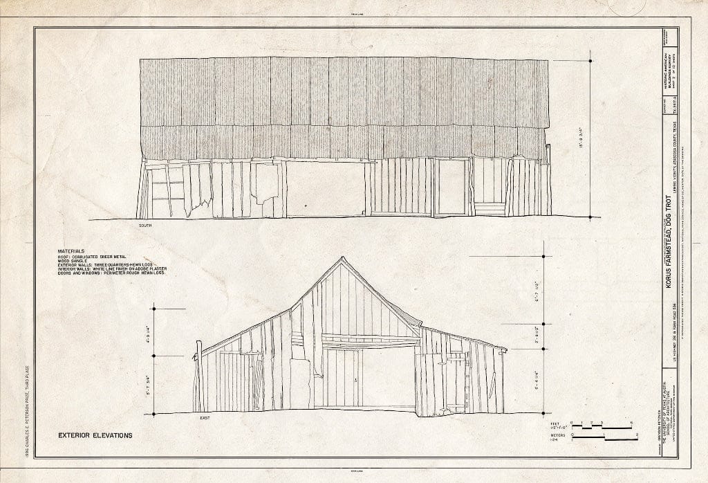 Blueprint HABS TEX,7-LEM.V,1A- (Sheet 2 of 10) - Korus Farmstead, Dogtrot, U.S. Highway 281 at Farm Road 536, Leming, Atascosa County, TX