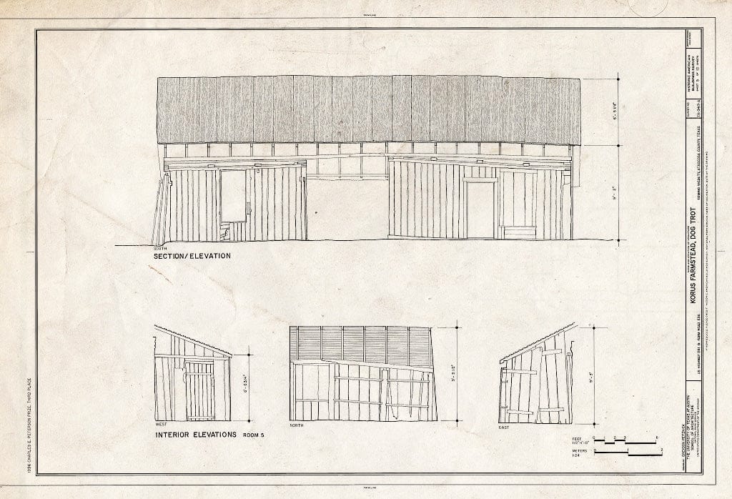 Blueprint HABS TEX,7-LEM.V,1A- (Sheet 5 of 10) - Korus Farmstead, Dogtrot, U.S. Highway 281 at Farm Road 536, Leming, Atascosa County, TX