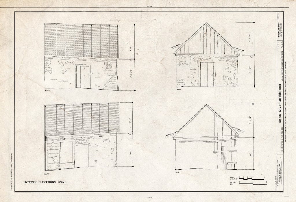 Blueprint HABS TEX,7-LEM.V,1A- (Sheet 6 of 10) - Korus Farmstead, Dogtrot, U.S. Highway 281 at Farm Road 536, Leming, Atascosa County, TX