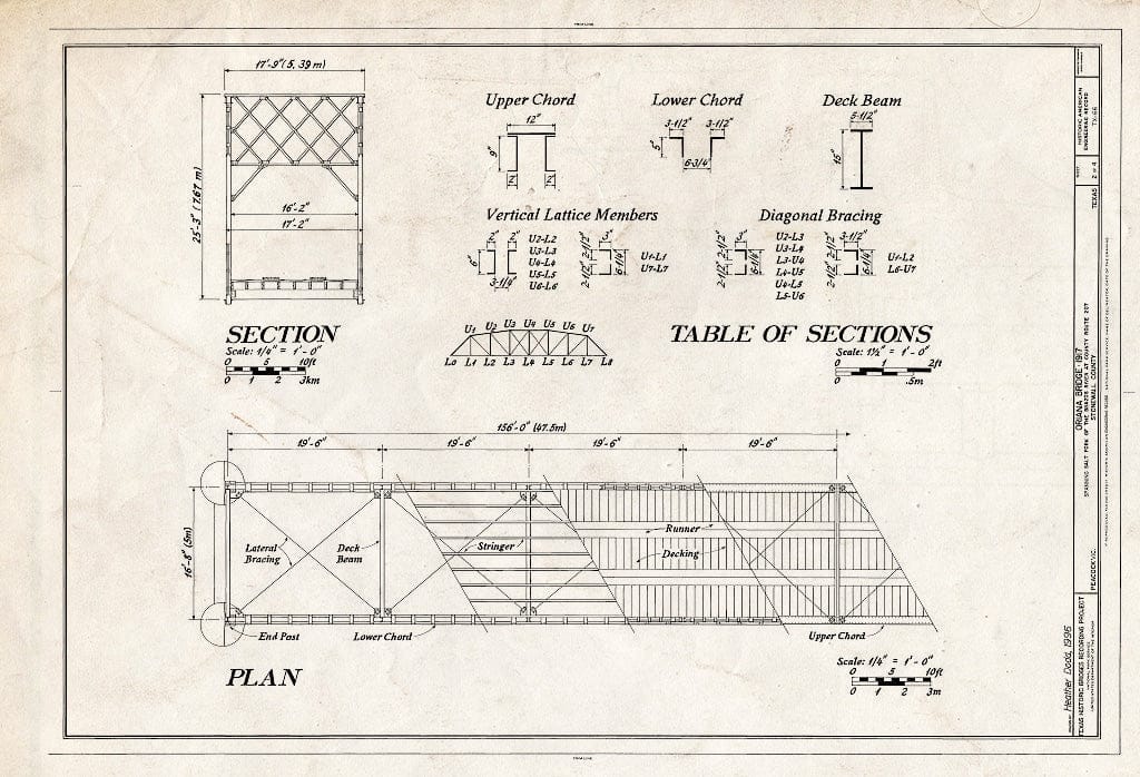 Blueprint HAER TX,217-PEAC.V,1- (Sheet 2 of 4) - Oriana Bridge, Spanning Salt Fork of Brazos Rivrer at Old County Route 207, Peacock, Stonewall County, TX