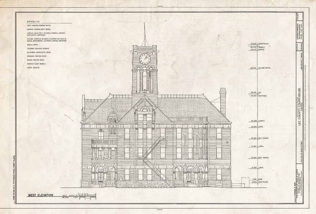 Blueprint HABS TEX,144-GIDD,1- (Sheet 10 of 22) - Lee County Courthouse, 200 South Main Street, Giddings, Lee County, TX