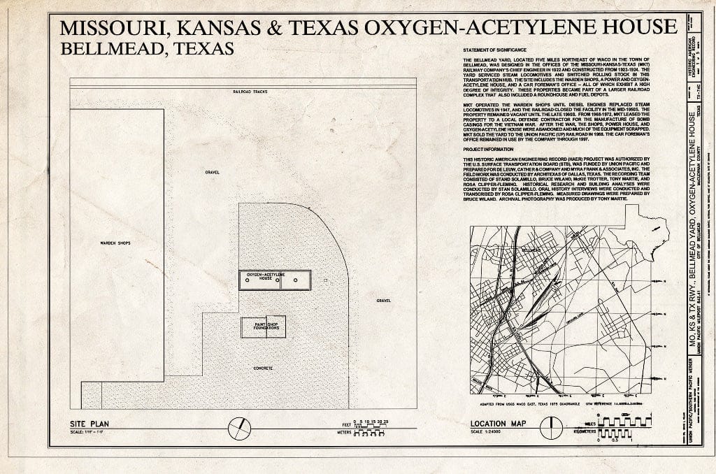 Blueprint SITE Plan - Missouri, Kansas & Texas (MKT) Railroad, Bellmead Yard, Fuel Storage Building, Bellmead, McLennan County, TX