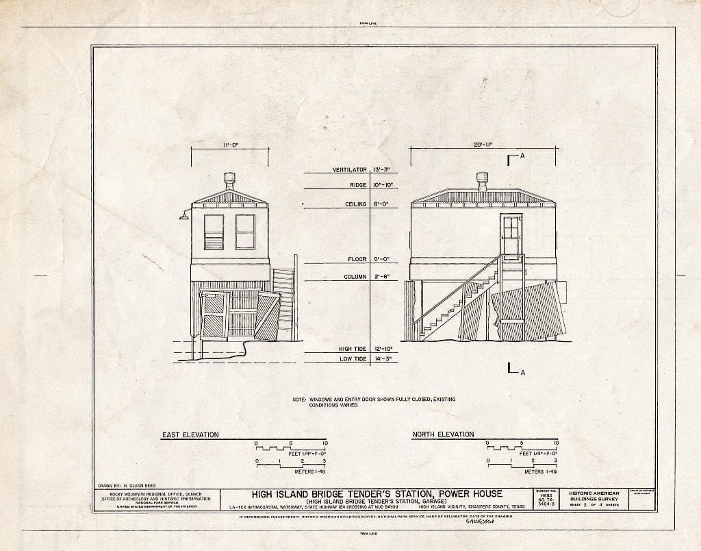 Blueprint HABS TEX,84-HISL.V,1B- (sheet 2 of 4) - High Island Bridge Tender's Station, Power House, State Highway 124 Crossing of Mud Bayou, High Island, Galveston County, TX