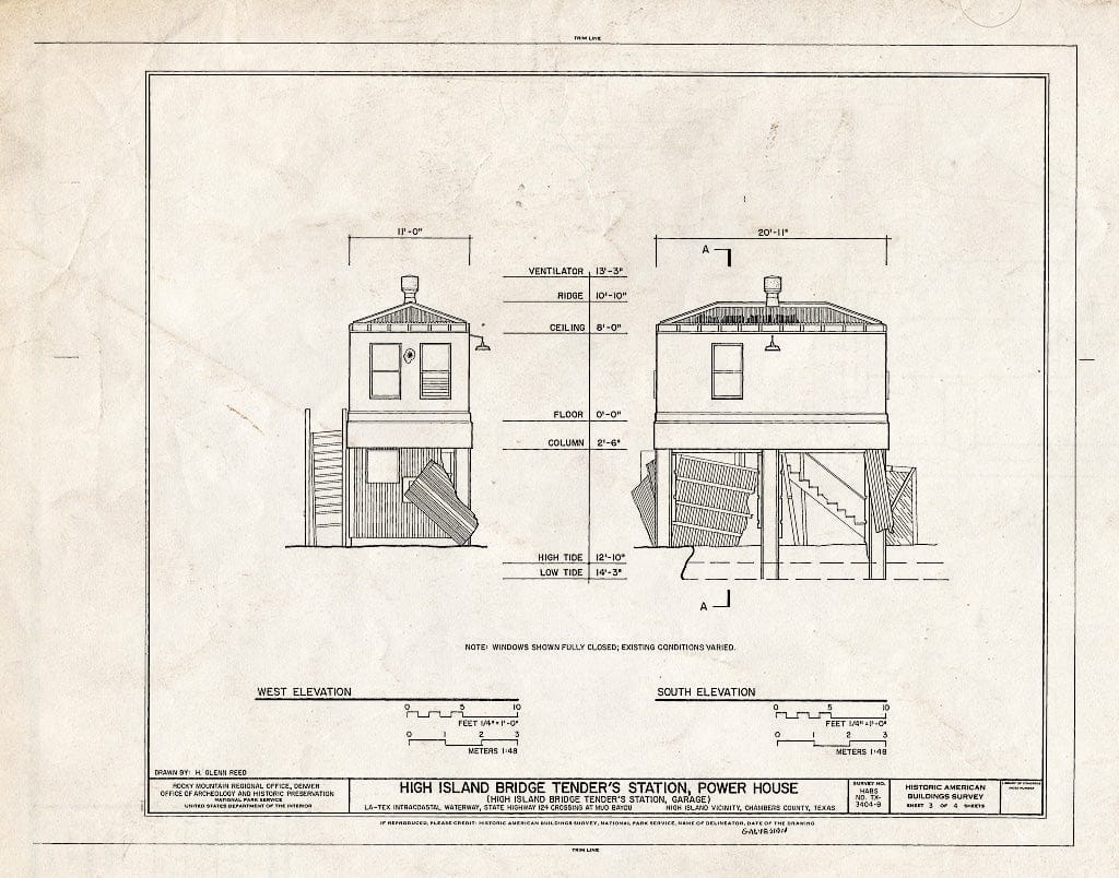 Blueprint HABS TEX,84-HISL.V,1B- (sheet 3 of 4) - High Island Bridge Tender's Station, Power House, State Highway 124 Crossing of Mud Bayou, High Island, Galveston County, TX