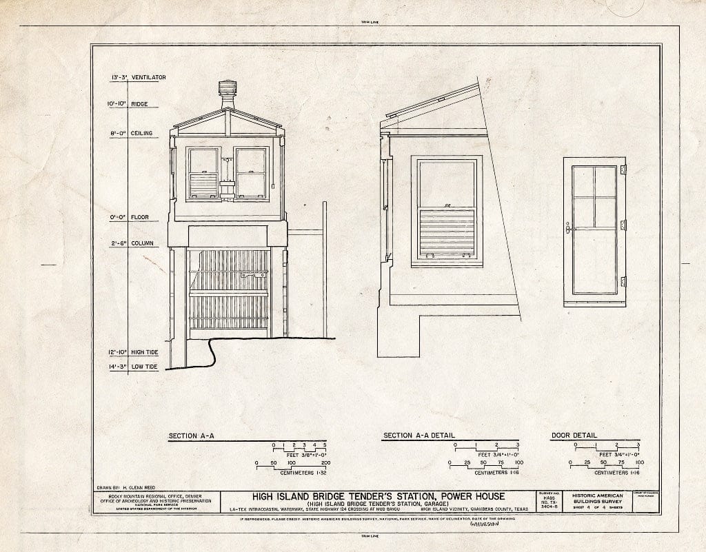 Blueprint HABS TEX,84-HISL.V,1B- (sheet 4 of 4) - High Island Bridge Tender's Station, Power House, State Highway 124 Crossing of Mud Bayou, High Island, Galveston County, TX