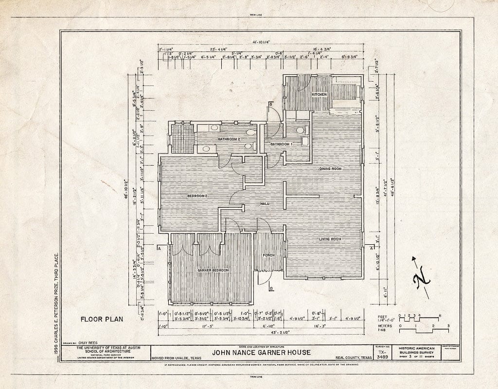 Blueprint HABS TEX,193-CAMP.V,1- (Sheet 3 of 11) - John Nance Garner House, Camp Wood, Real County, TX