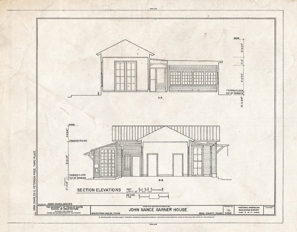 Blueprint HABS TEX,193-CAMP.V,1- (Sheet 8 of 11) - John Nance Garner House, Camp Wood, Real County, TX