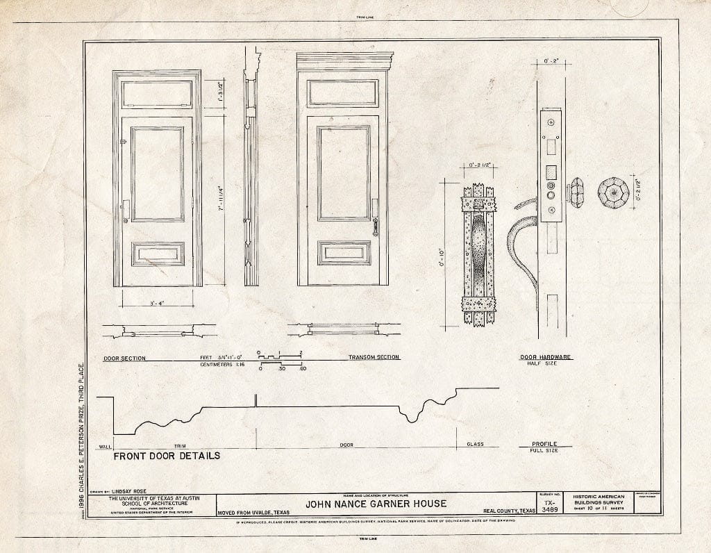 Blueprint HABS TEX,193-CAMP.V,1- (Sheet 10 of 11) - John Nance Garner House, Camp Wood, Real County, TX
