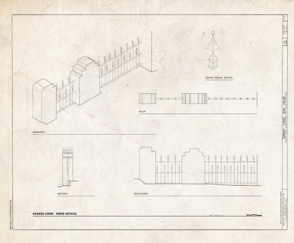 Blueprint HABS TX-3490-A (Sheet 10 of 13) - Barker Lodge, Main House, Panther Junction, Brewster County, TX