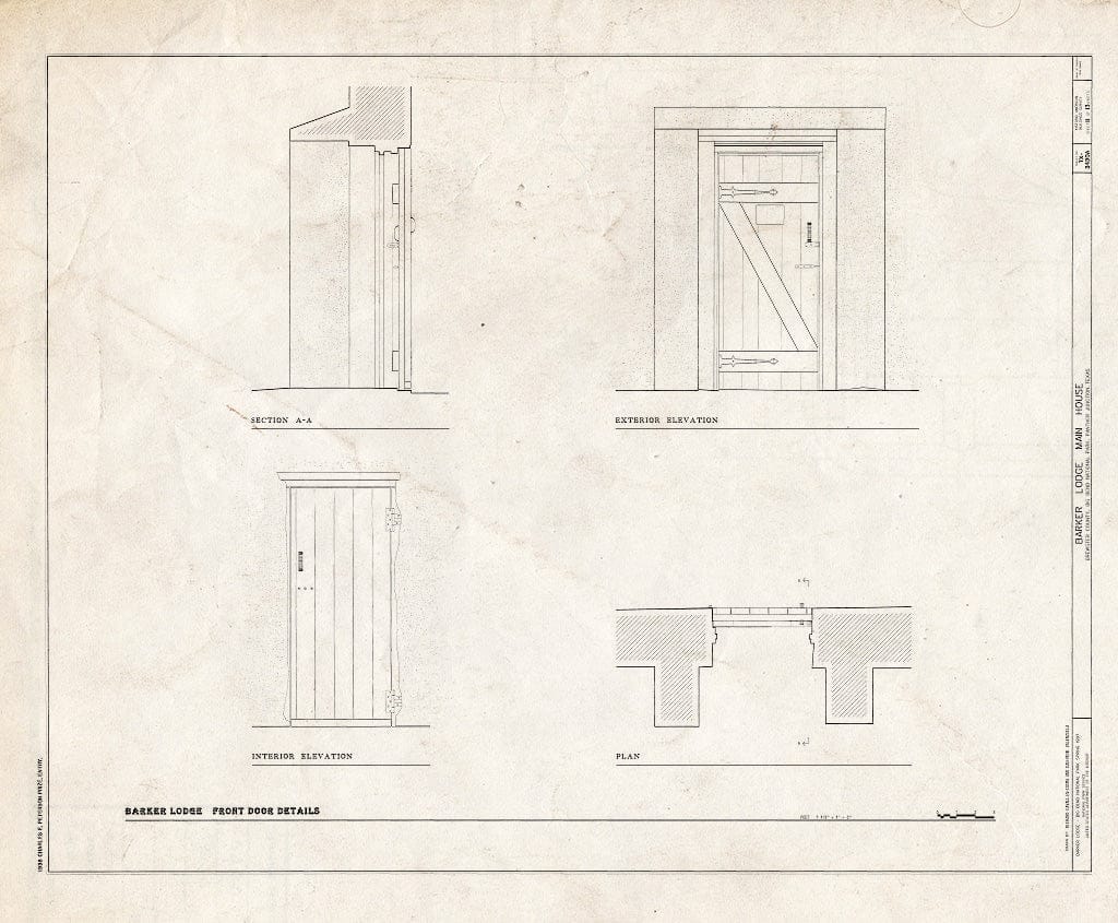 Blueprint HABS TX-3490-A (Sheet 11 of 13) - Barker Lodge, Main House, Panther Junction, Brewster County, TX