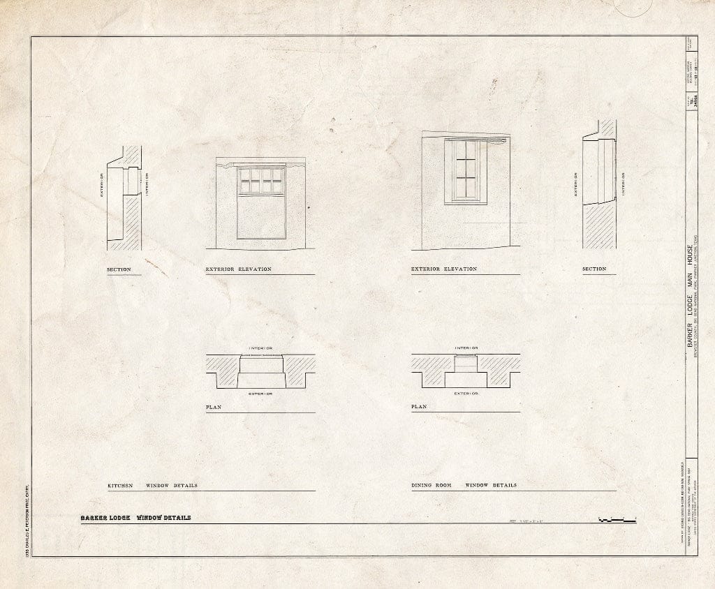 Blueprint HABS TX-3490-A (Sheet 13 of 13) - Barker Lodge, Main House, Panther Junction, Brewster County, TX