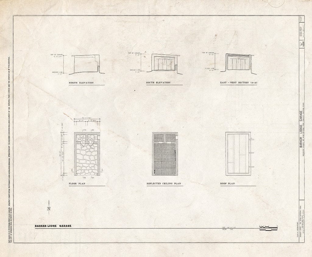 Blueprint HABS TX-3490-B (Sheet 1 of 2) - Barker Lodge, Garage, Panther Junction, Brewster County, TX