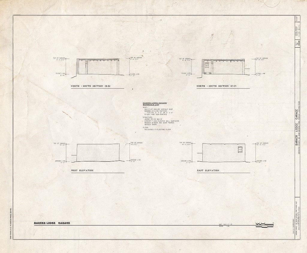 Blueprint HABS TX-3490-B (Sheet 2 of 2) - Barker Lodge, Garage, Panther Junction, Brewster County, TX