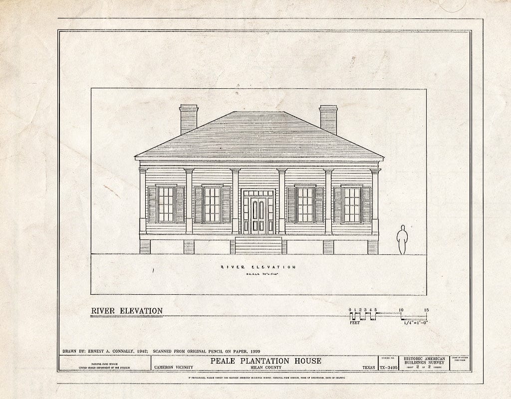 Blueprint HABS TEX,166-CAM.V,1- (Sheet 2 of 2) - Peale Plantation House, Cameron, Milam County, TX