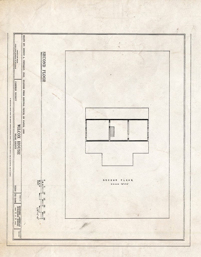 Blueprint HABS TEX,166-CAM.V,2- (Sheet 2 of 3) - Wilcox House, Cameron, Milam County, TX