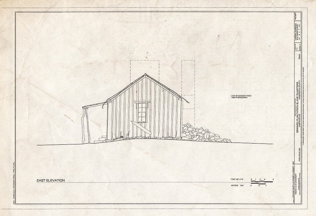 Blueprint HABS TEX,239-INDEP,9A- (Sheet 6 of 7) - Seward Plantation, Slave Quarters, Farm Road 390, Independence, Washington County, TX