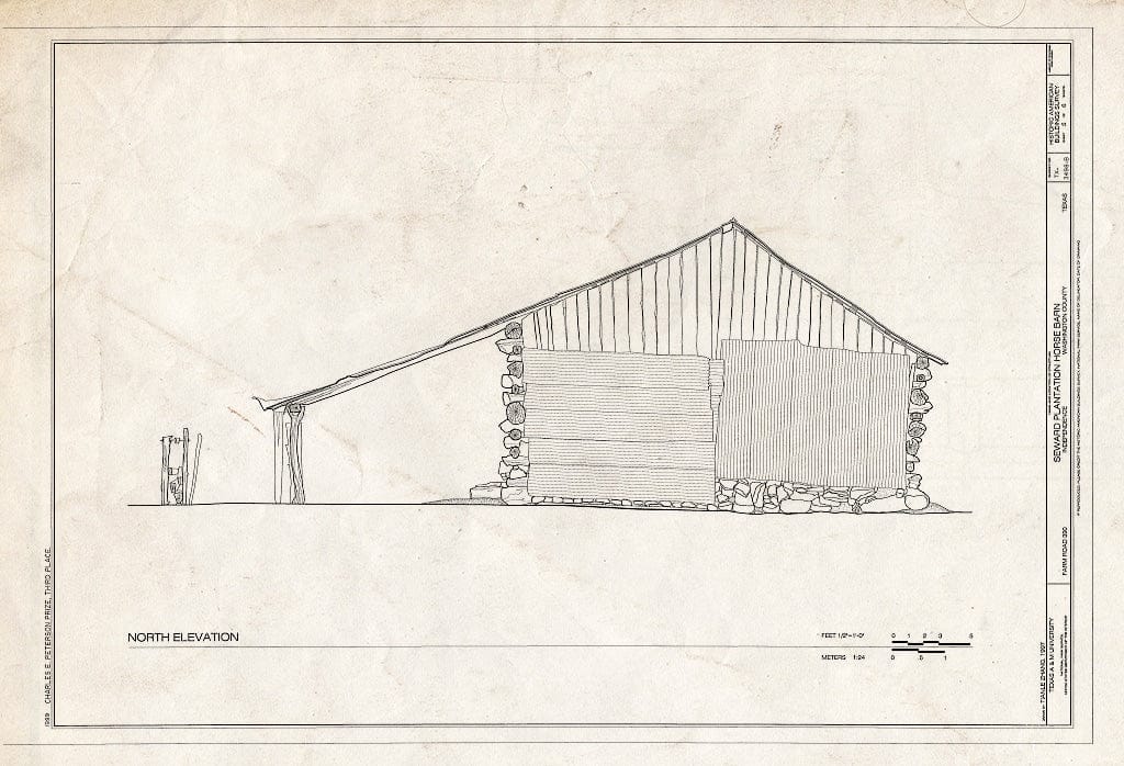 Blueprint HABS TEX,239-INDEP,9B- (Sheet 5 of 6) - Seward Plantation, Horse Barn, Farm Road 390, Independence, Washington County, TX