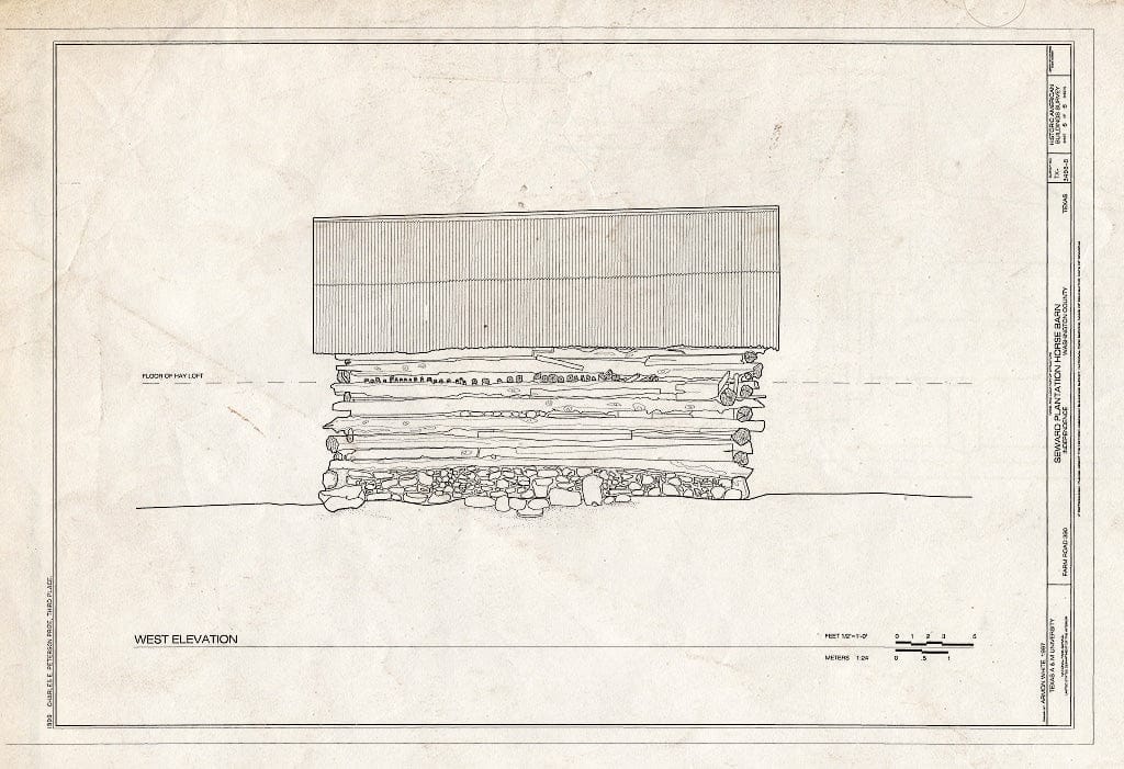 Blueprint HABS TEX,239-INDEP,9B- (Sheet 6 of 6) - Seward Plantation, Horse Barn, Farm Road 390, Independence, Washington County, TX