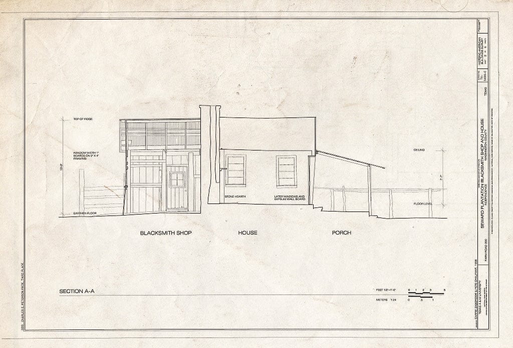 Blueprint HABS TEX,239-INDEP,9C- (Sheet 2 of 5) - Seward Plantation, Blacksmith's Shop & House, Farm Road 390, Independence, Washington County, TX